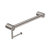 Mecca Care 32mm Nero Grab Rail With Nero Toilet Roll Holder 450mm - Brushed Nickel
